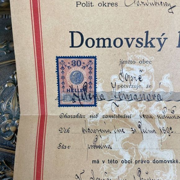Antique Certificate of Residence Domovsky List Document Original 1914 Domicile - Picture 4 of 4